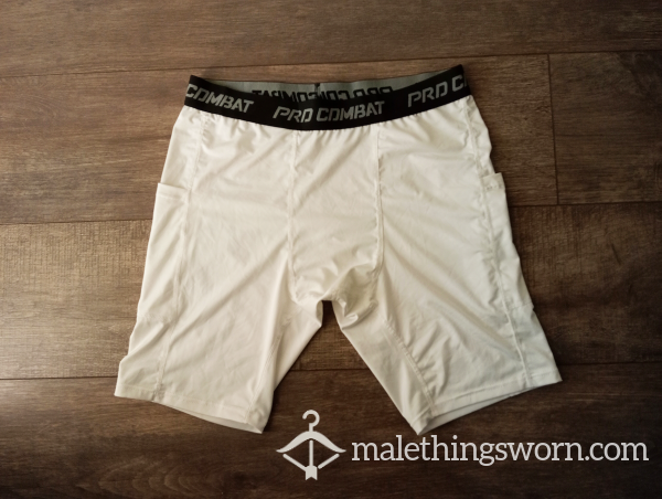 Worn And Raw Compression Shorts