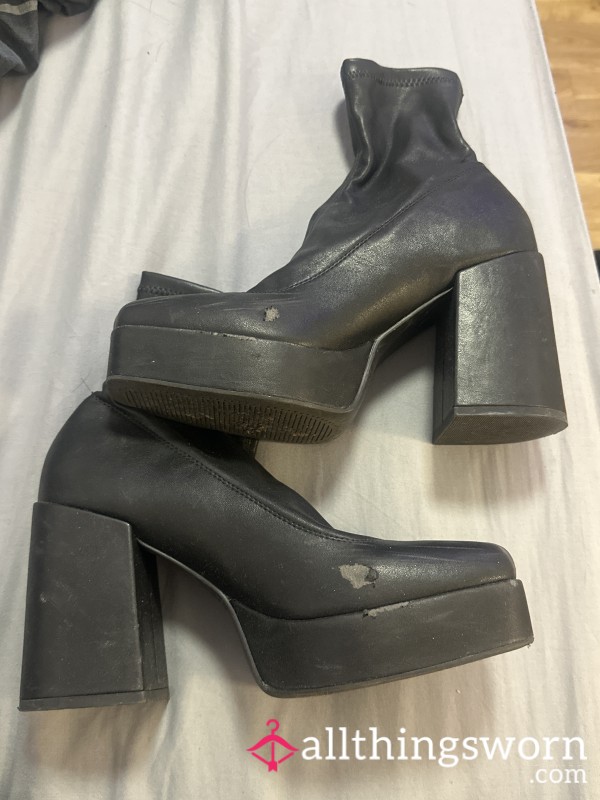 Worn And Stinky Ankle Platform Boots