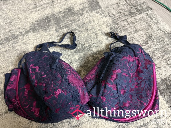 Worn Ann Summers Blue Purple Lace Bra