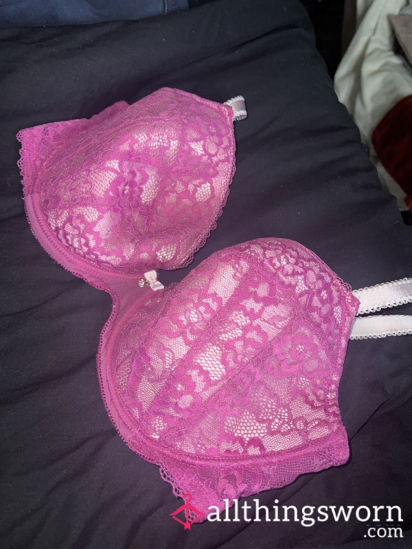 Worn Barbie Pink Lacy H Cup Bra