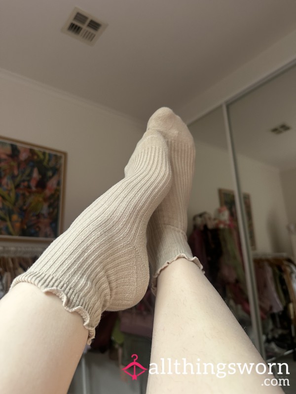 Worn Beige Socks