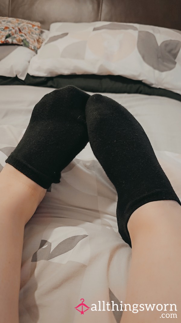 Worn Black Ankle Socks