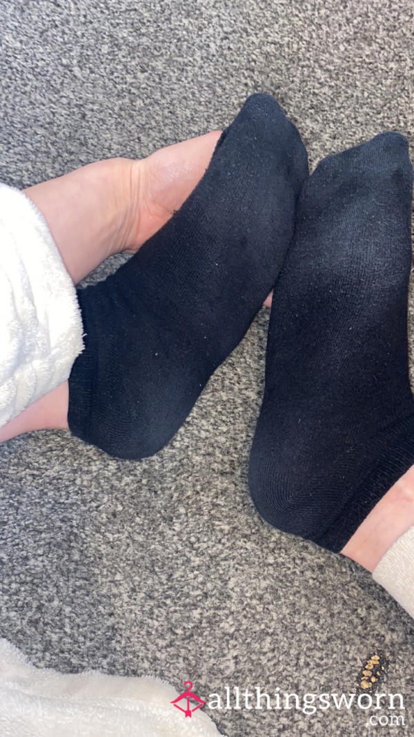 Worn Black Ankle Socks