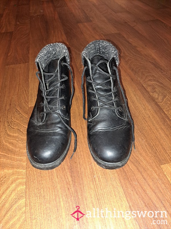 Worn Black Boots