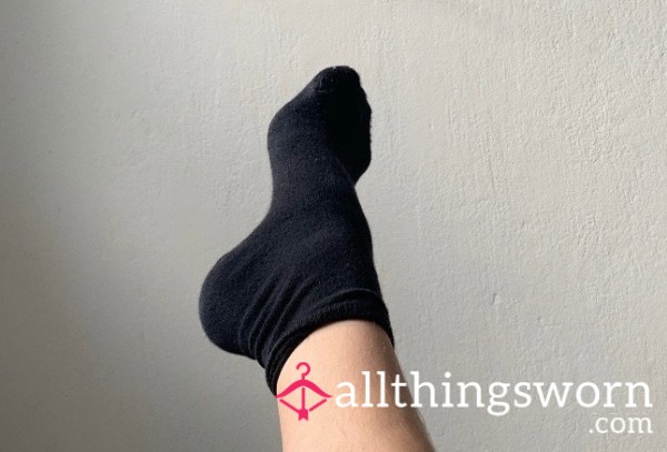 Worn Black Cotton Socks