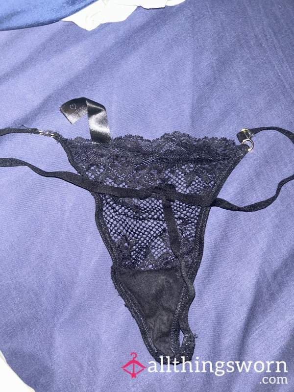 Worn Black G-string Thong