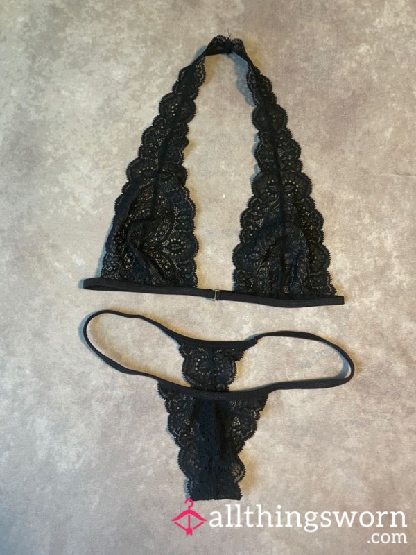 [WORN] Black Halter Lingerie Set