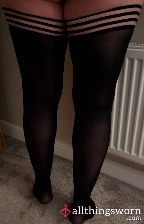 Worn Black Hold Ups Extra Long