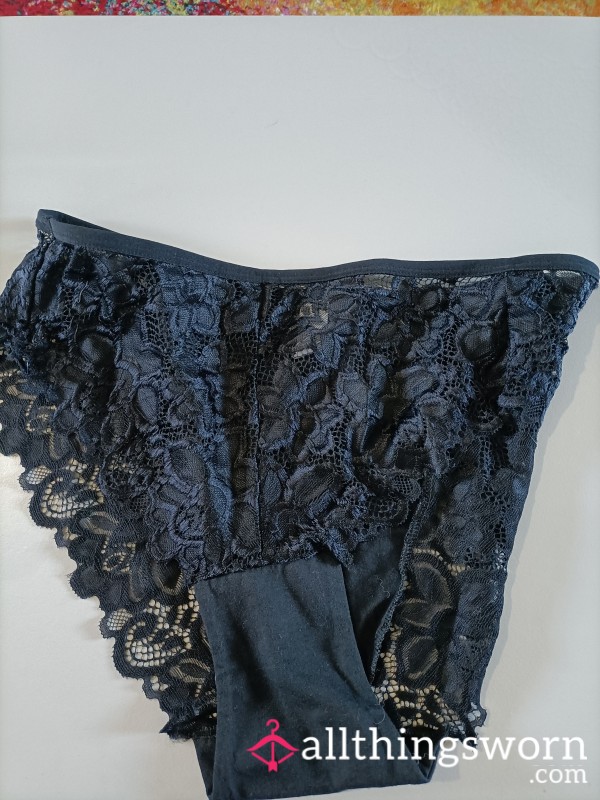 Worn Black Lace Panties