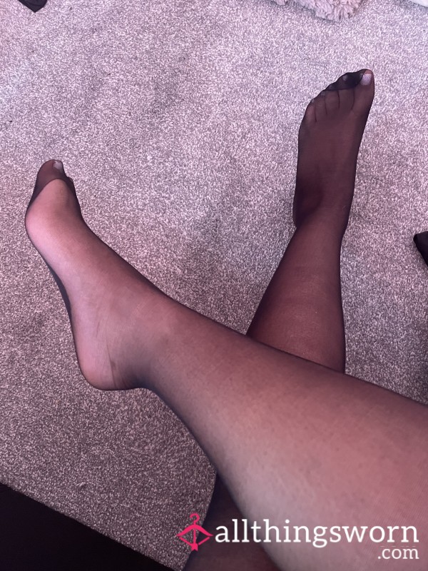 Worn Black & Nude Pantyhose