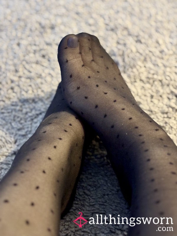 👄 Black Polka Dot Pantyhose 👄