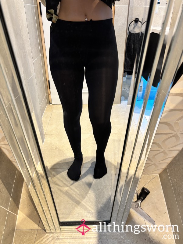 Worn Black Tights Pantyhose Worn For Work