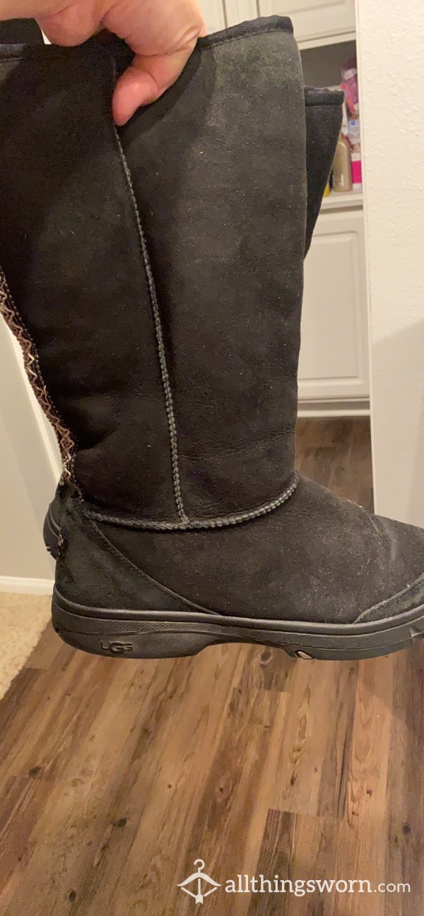 Worn Black Uggs Boots