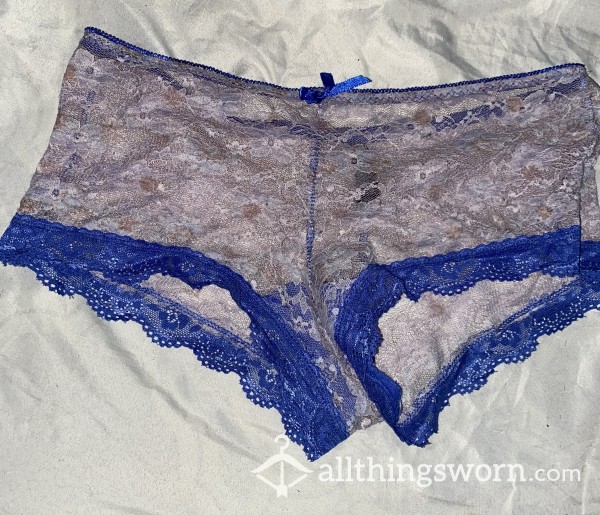 Worn Blue Lace Cheeky Size M