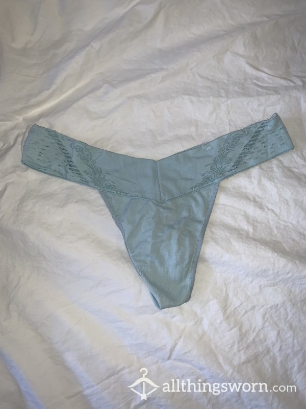 Worn Blue Nylon Thong Panty