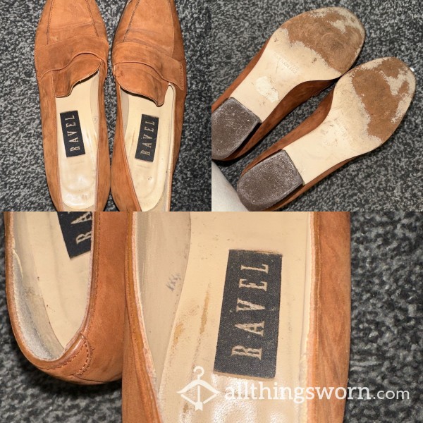 Worn Brown Ravel Flats