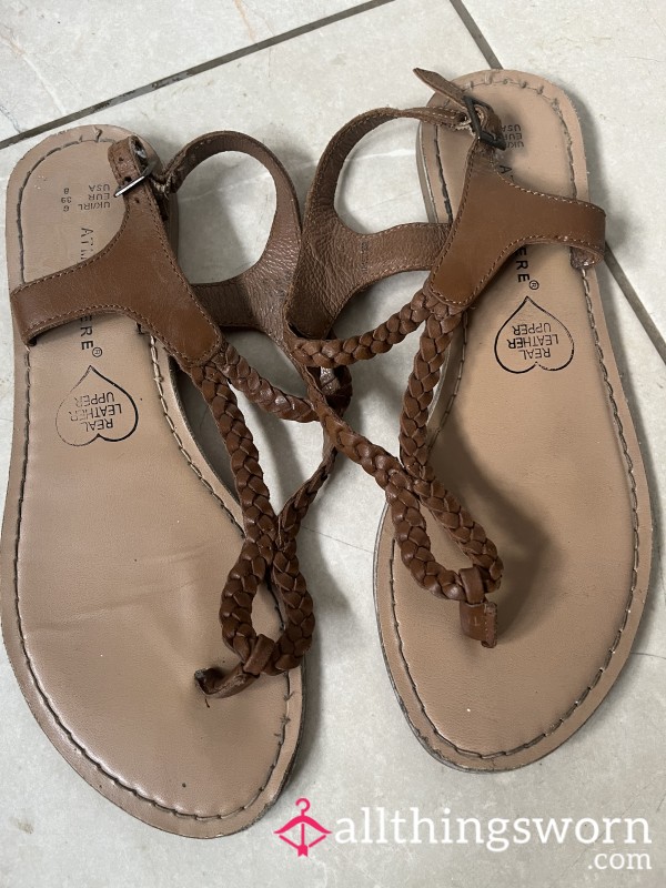 Worn Brown Sandals