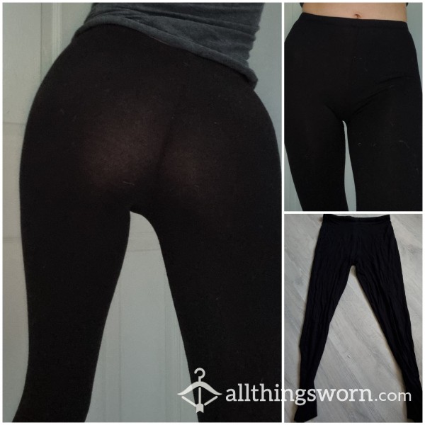 Worn Cotton Black Leggings