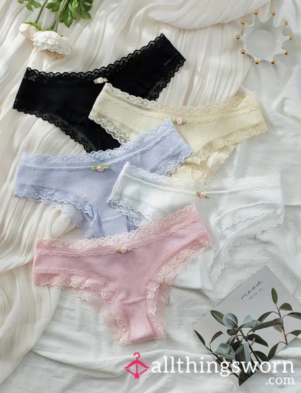 Worn Cute Colorful Pastel Rose Panties