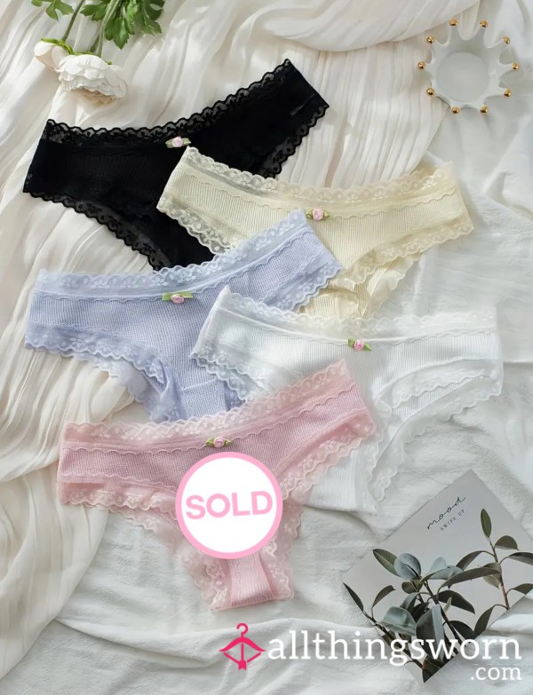 Worn Cute Colorful Pastel Rose Panties