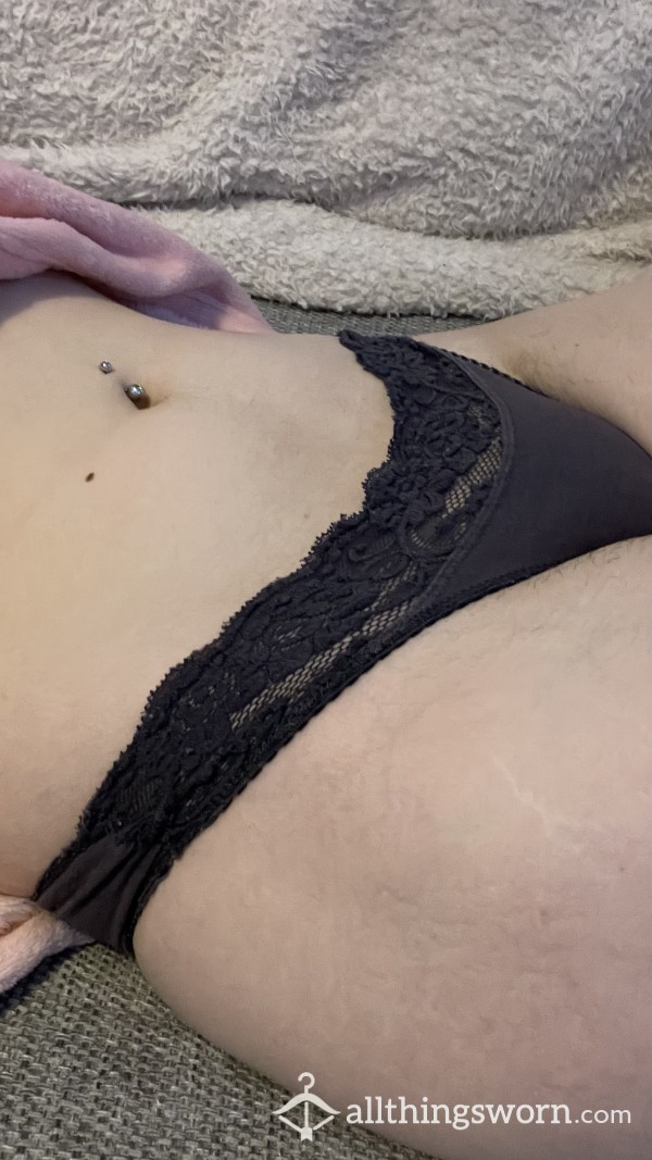 Worn Dark Grey Cotton Panties