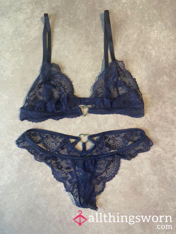 {Worn} Dark Navy Lingerie Set