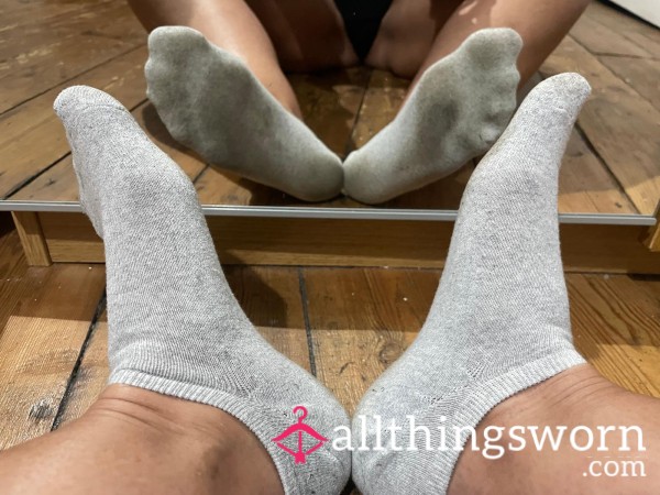 Worn - Dirty Grey Trainer Socks