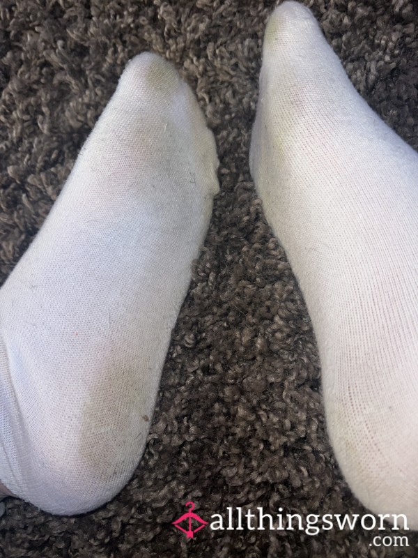 Worn, Dirty White Trainer Socks