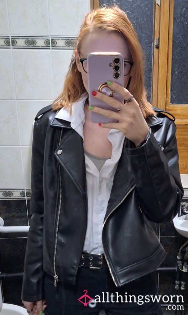 Worn Faux Leather Jacket