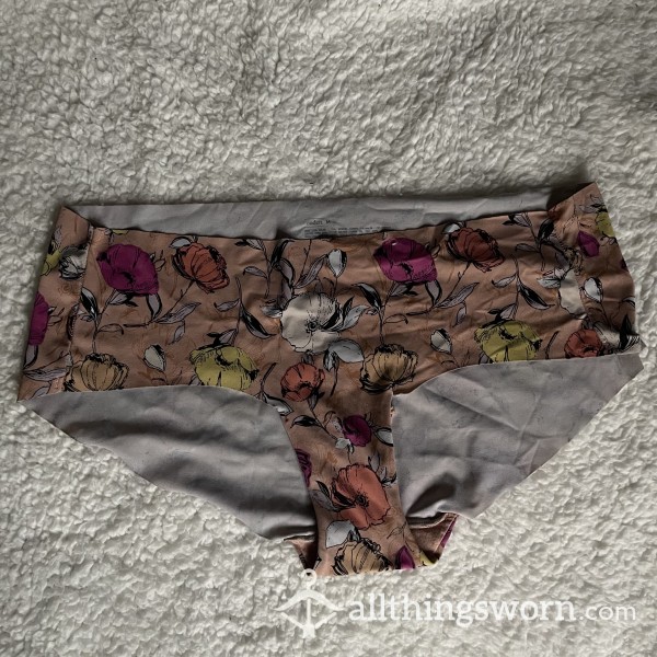 WORN Flor*l Silk Soft Cheeky Panties *48 HR WEAR*