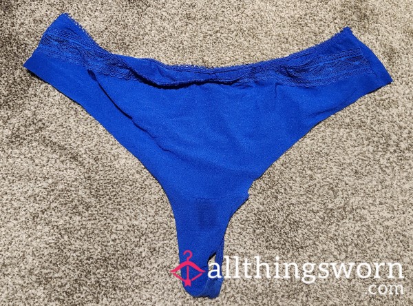 Worn For 2 Days, Dirty, Smelly Blue Thong - Ready To Ship! Tracked Shipping In Canada Included