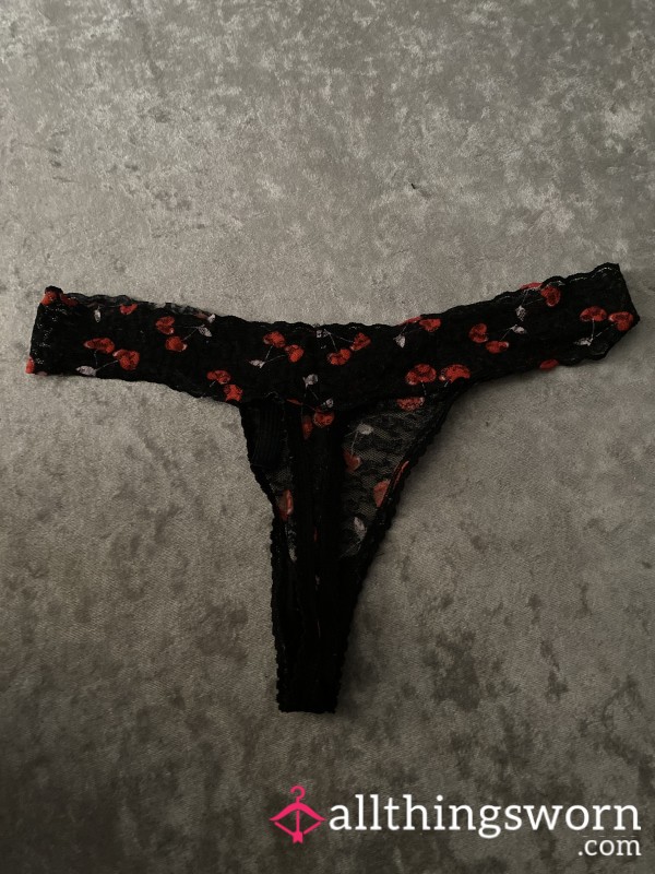 Worn For 7 Hours At Work Black Lace Thong