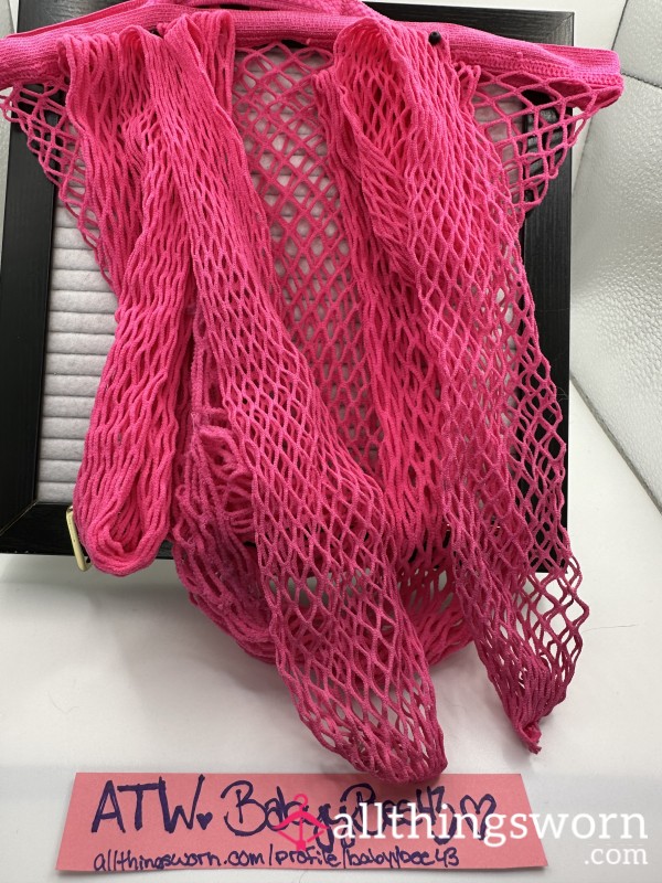 Worn For Several Fun Nights! Hot Pink Fishnets!