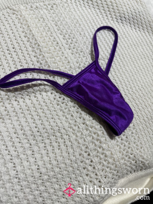 Worn G-string, Thong, Purple Smooth Satin