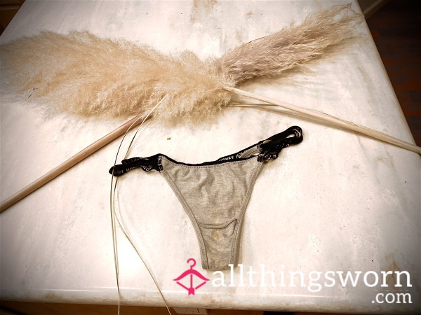 Worn Grey Thong – S**y, Scented, Ready For You! Quick Sale!