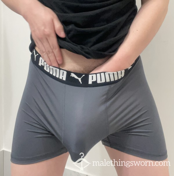 Worn Gym Sweaty C*m Boxer Briefs Gray