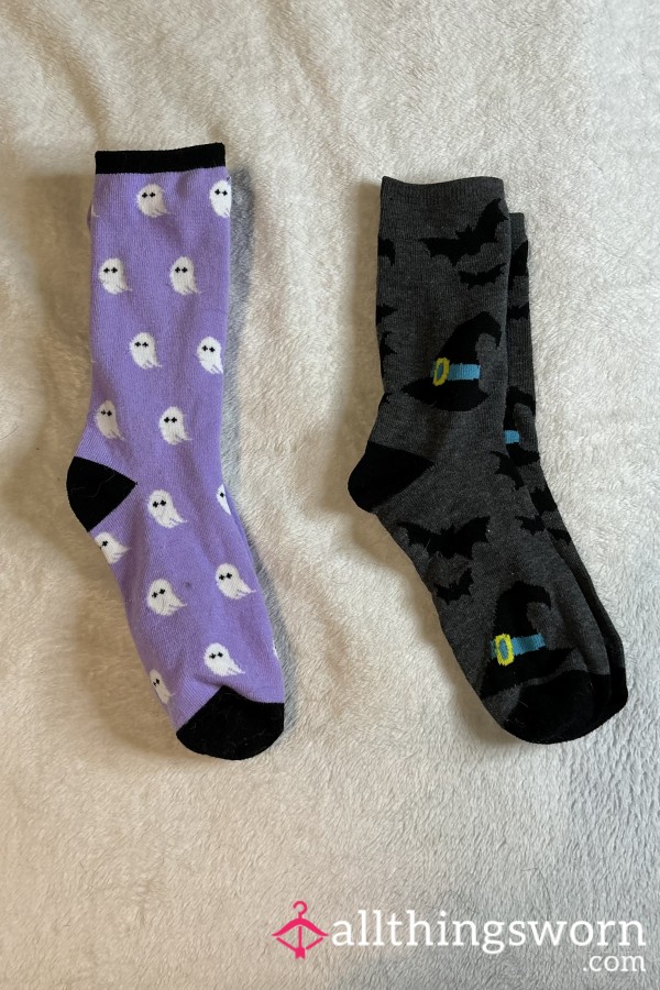 Worn Halloween Sp**ky Season Socks