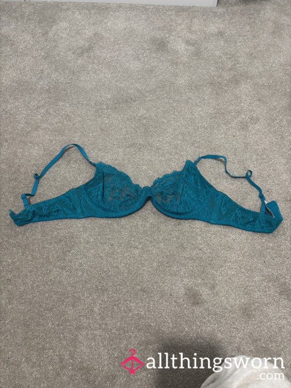 Worn, Lace Terquise Bra-worn Most Nights For A Year