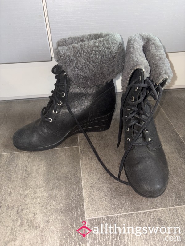 Worn UGG Leather Ankle Boots