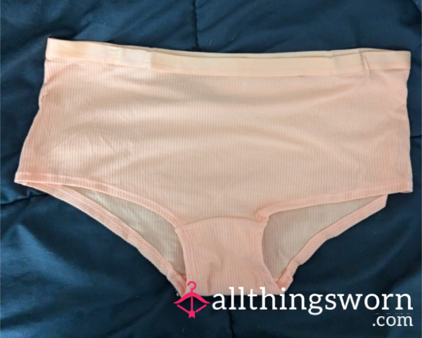 Worn Light Orange Boy Short Style Panties