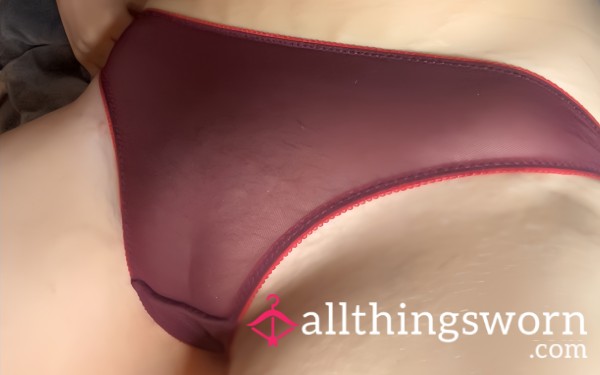 Worn Maroon Mesh Panties