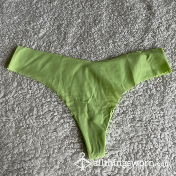 WORN NEW AE Aerie American Eagle Bright Lime Green Thong *48 HR WEAR*