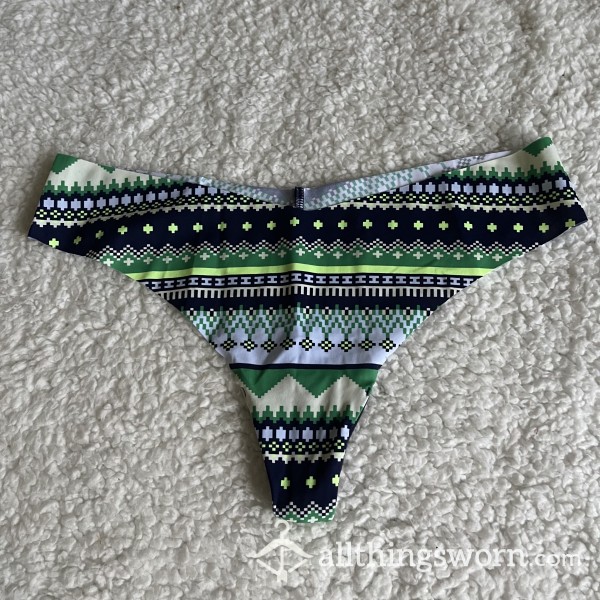 WORN NEW AE Aerie American Eagle Pattern Print Thong *48 HR WEAR*