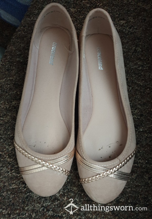 Worn Nude Ballet Flats UK Size 6