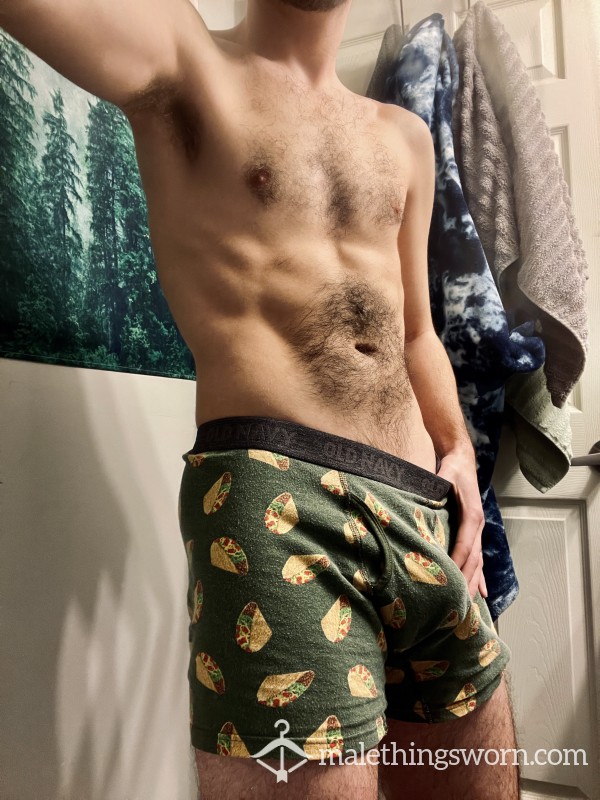 🌮 Worn Old Navy Boxer Brief, Cotton Print, Medium