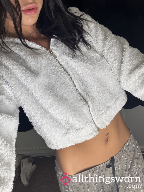 Worn Out Fluffy Crop Hoodie