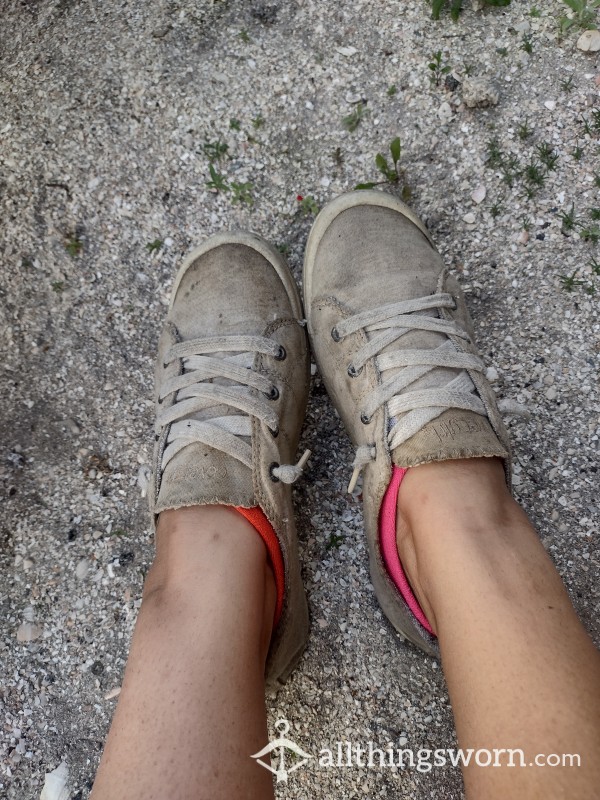 Worn Out Tan Canvas Shoes