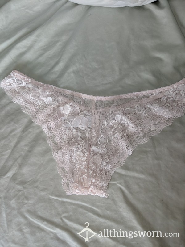 Worn Panties Pastel Pink Lacey Cheeky