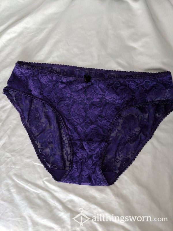 Worn Panties Purple Bikini Cut Lacey