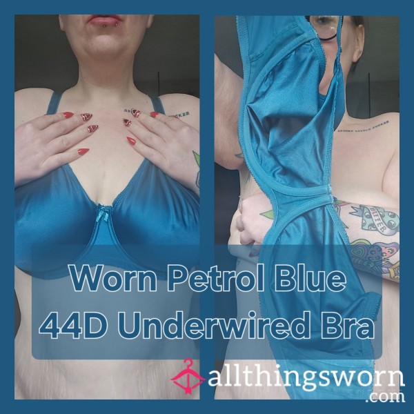 Worn Petrol Blue Underwired Bra [44D] - INTRODUCTORY PRICE